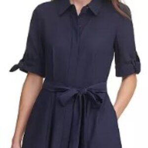 CK Women's Belted Tied-Cuff Shirtdress